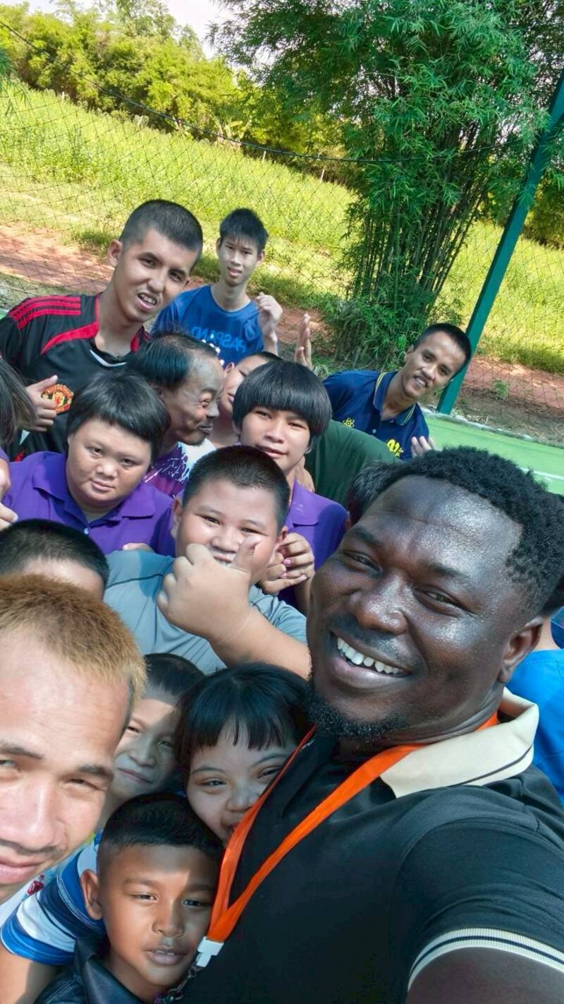 Coach Abbas with his players after a session